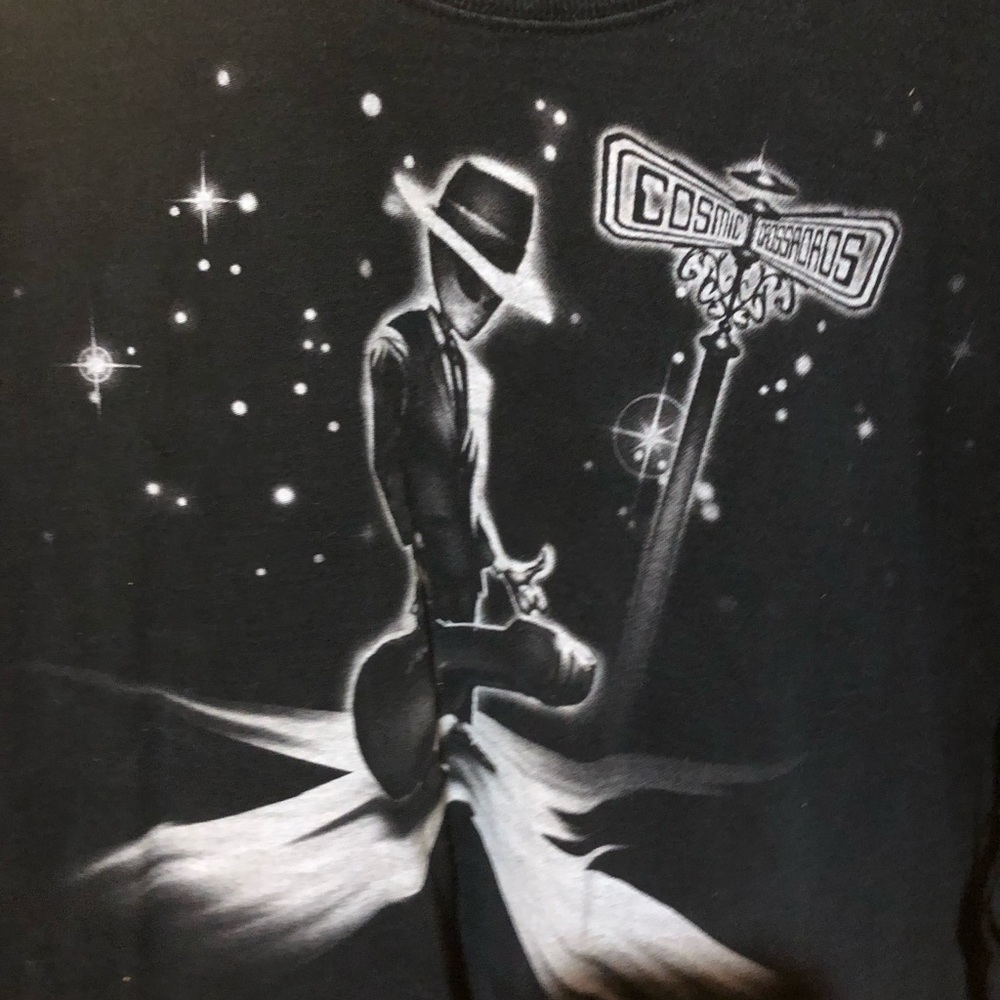 Vintage 1997 Liquid Blue Alien Guitar T-shirt  XL 2 Sided USA Tee 3 Finger Joe - Picture 4 of 12